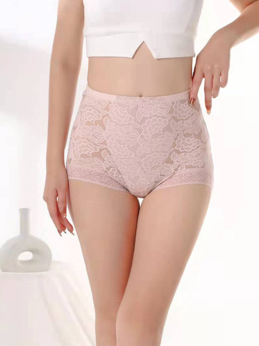 3 Stück Damen Sexy Spitze Nahtlose High-Waist Unterwäsche AS1011