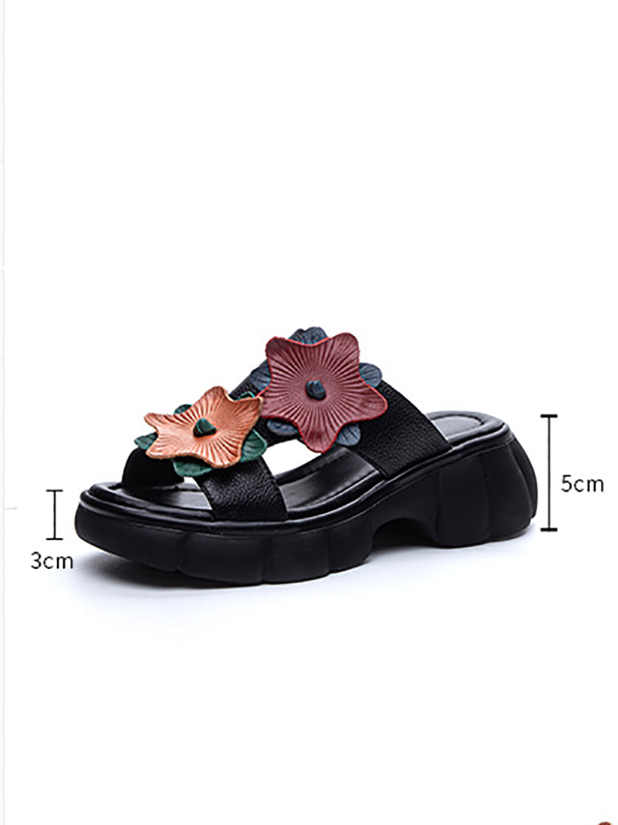 Women Summer Leather Spliced Star Platform Sandal TY1033