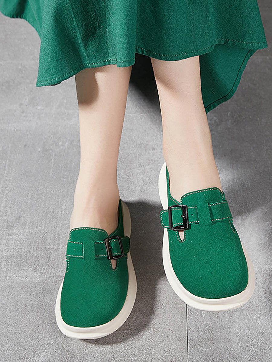 Women Summer Solid Casual Suded Leather Slippers AS1015