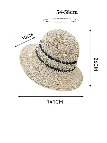 Women Casual Stripe Straw Weave Sunproof Hat CX021