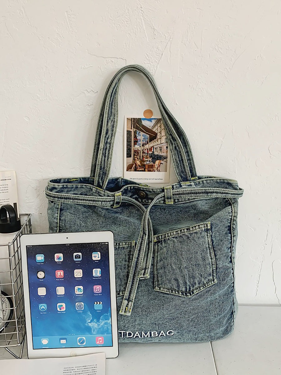 Damen Vintage Feste Tasche Denim Handtasche Schultertasche ZZ1008