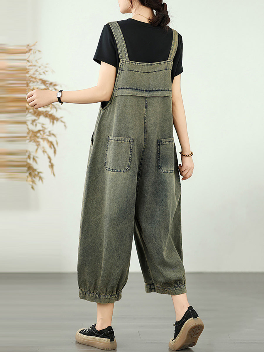 Lange Overalls Frauen Blume Stickerei Denim Sommer