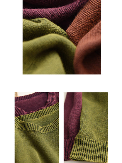 Women Autumn Casual O-Neck Pure Color Knit Sweater AK1028