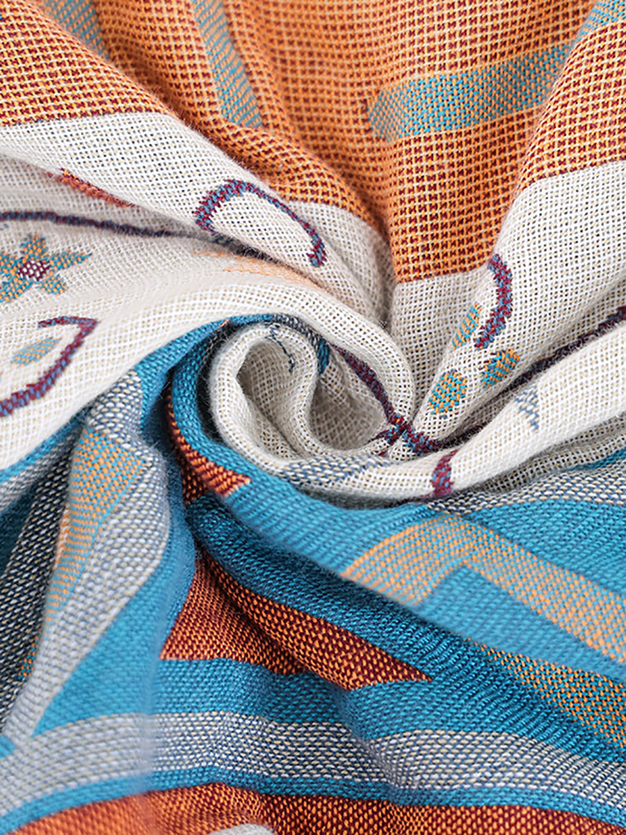 Cotton Summer Nap Ethnic Jacquard Tassel Spliced Blanket AS1033