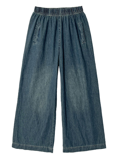 Women Artsy Summer Loose Denim Wide-leg Pants AS1031