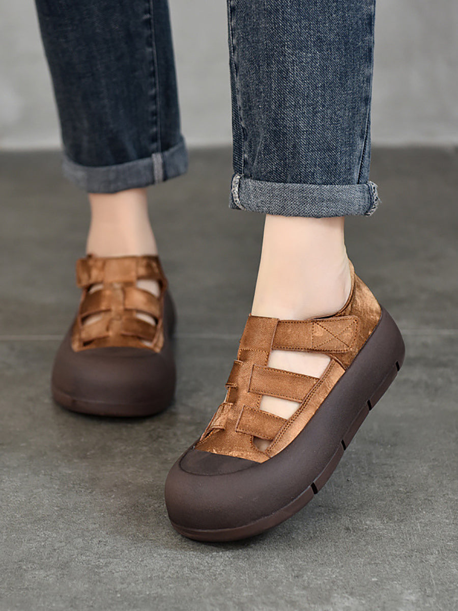 Women Casual Summer Genuine Leather Platform Shoes AA1019