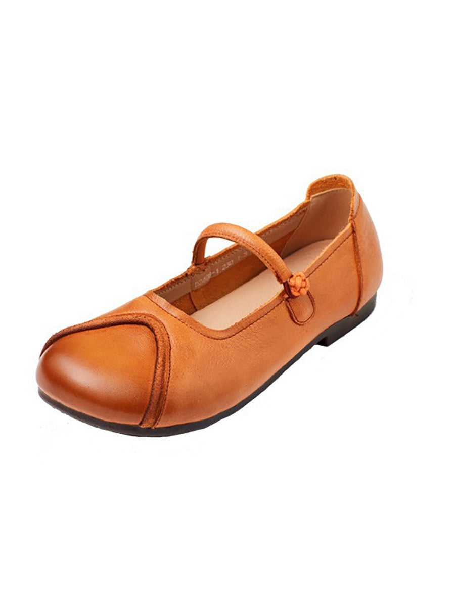 Frauen Sommer Vintage Leder Gespleißt Weiche Schuhe ZZ1038