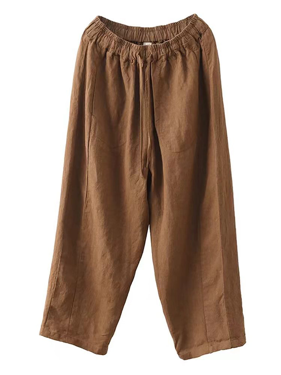 Women Summer Solid Linen Loose Harem Pants WE1021
