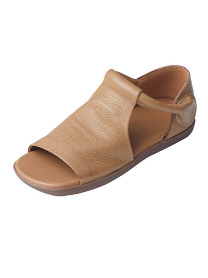 Women Summer Solid Casual Leather Flat Sandals UI1013