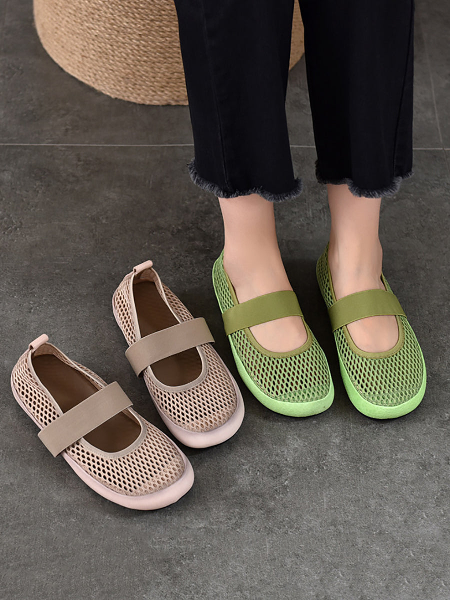 Chaussures d'été en cuir à talons bas pour femmes