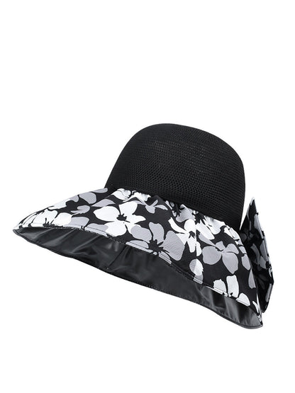 Women Summer Flower Spliced Bowknot Sunproof Hat AA1028