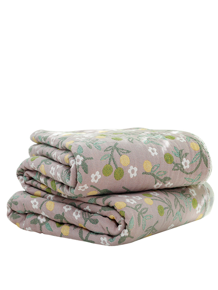 4Layer Cotton Summer Nap Floral Jacquard Sofa Blanket WE1007