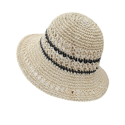 Women Casual Stripe Straw Weave Sunproof Hat CX021