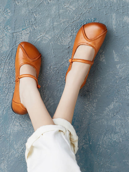 Women Summer Vintage Leather Spliced Soft Shoes ZZ1038