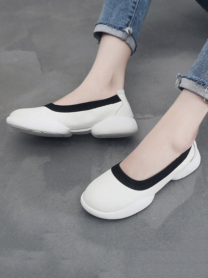 Women Summer Casual Leather Solid Low-Heel Shoes UI1017