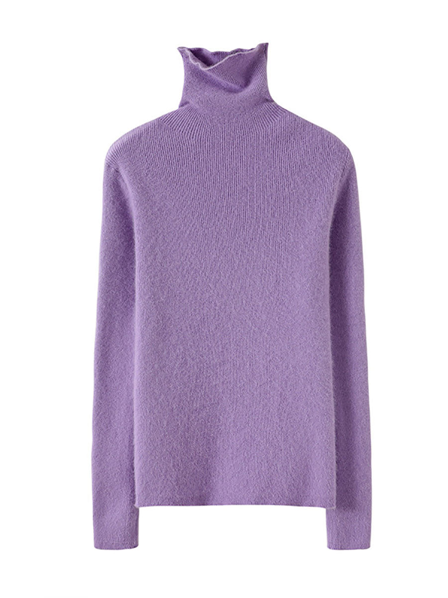 Women Autumn Turtleneck Solid Wool Knit Sweater BA1011