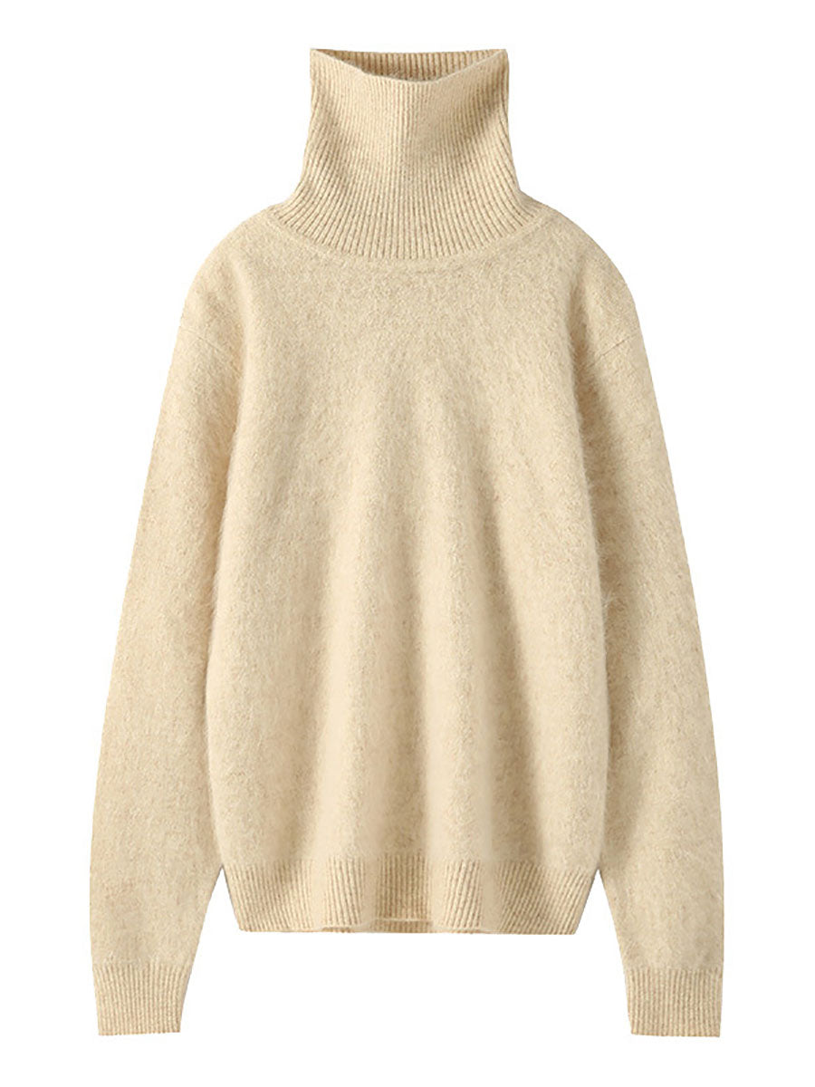 Women Autumn Casual Turtleneck 100%Wool Soft Sweater BA1060