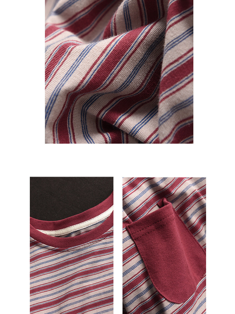 Women Casual Summer Stripe Spliced Loose Shirt CO1047