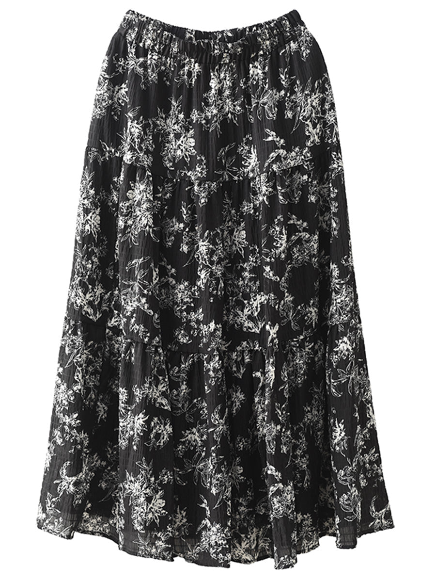 Jupe ample en coton à imprimé floral vintage pour femme BN1017