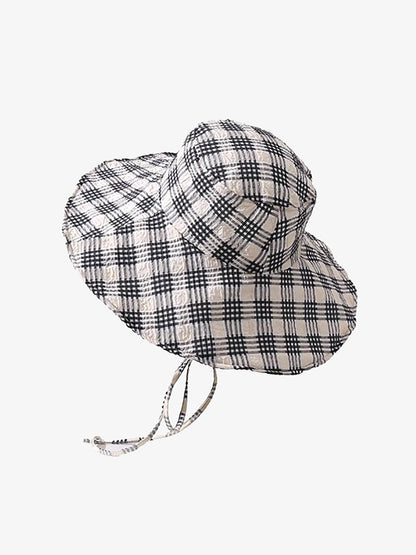 Women Summer Artsy Plaid Sunproof Large Brim Hat ZZ1042