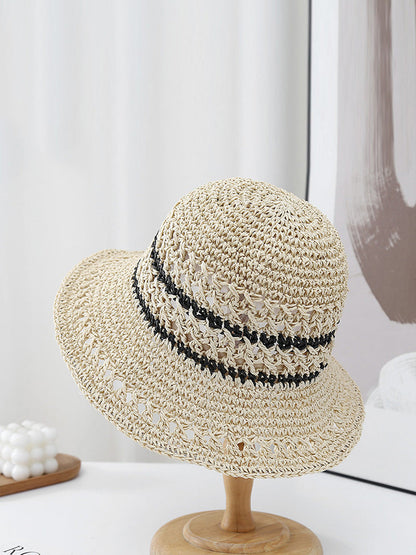 Women Casual Stripe Straw Weave Sunproof Hat CX021