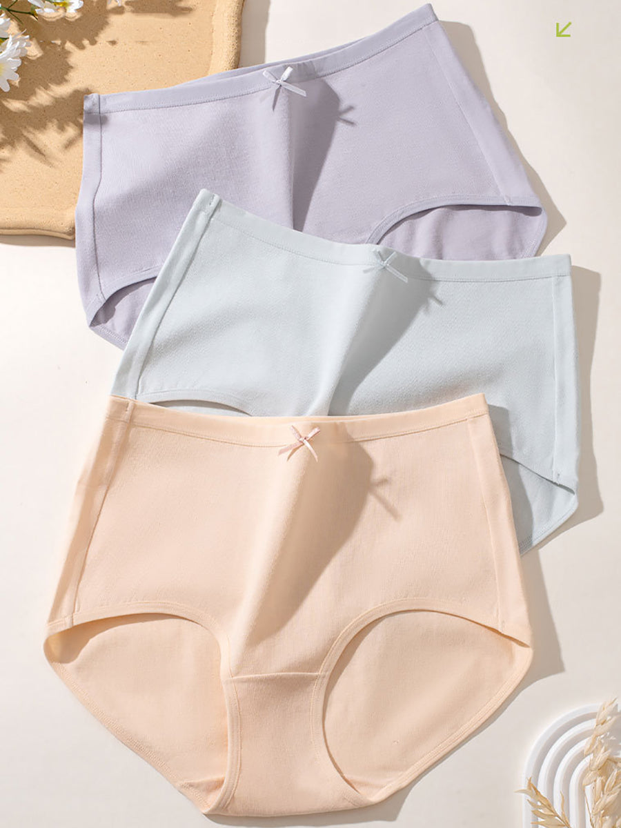 Women 6 Pure Color Underwear Pieces Summer Cotton