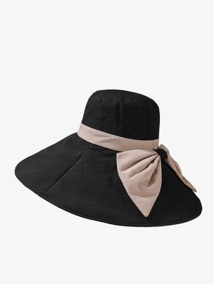 Women Summer Colorblock Sunproof Bowknot Hat QW1022