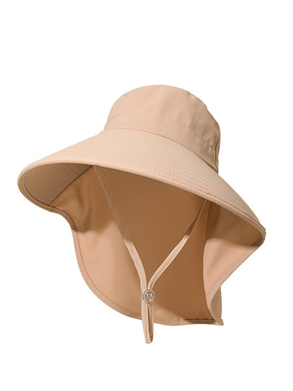 Women Summer Solid Large Brim Neck Guard Sunproof Hat WE1005