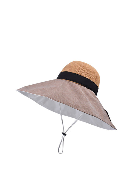 Women Summer Colorblock Large Brim Sunproof Hat WE1002