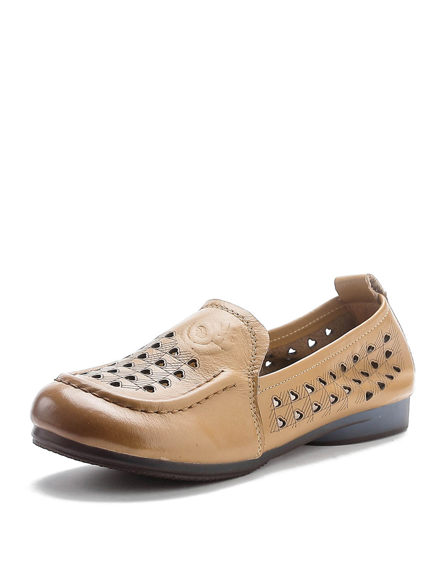 Women Summer Casual Cutout Genuine Leather Shoes OO1020