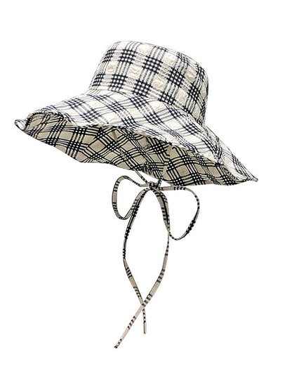 Women Summer Artsy Plaid Sunproof Large Brim Hat ZZ1042