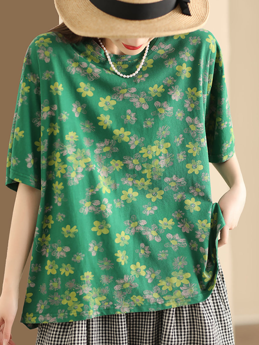 Women Casual Summer Floral Cotton Shirt AA1035
