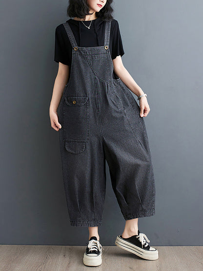 Women Summer Solid Casual Loose Denim Jumpsuits XX1050