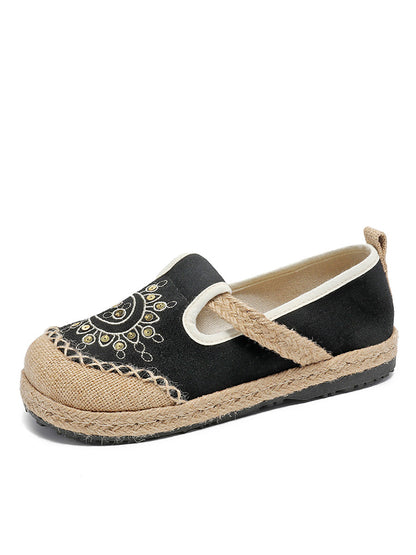 Women Vintage Summer Moon Embroidery Cloth Shoes WE1037