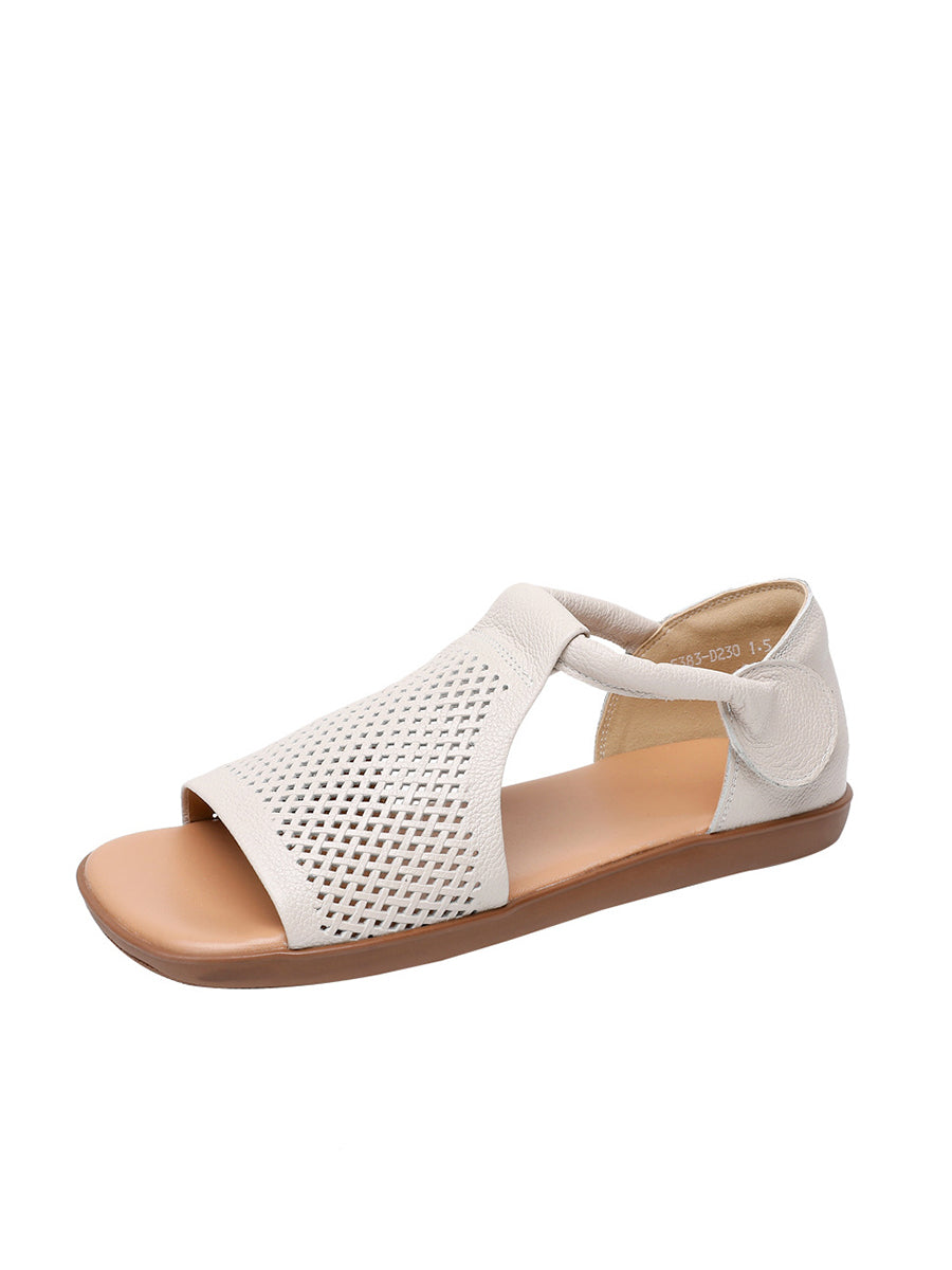 Sandalen Leder Flach Hohl Sommer Out Casua Frauen