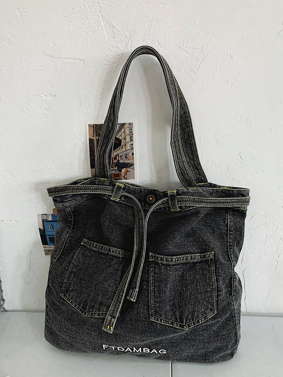 Damen Vintage Feste Tasche Denim Handtasche Schultertasche ZZ1008