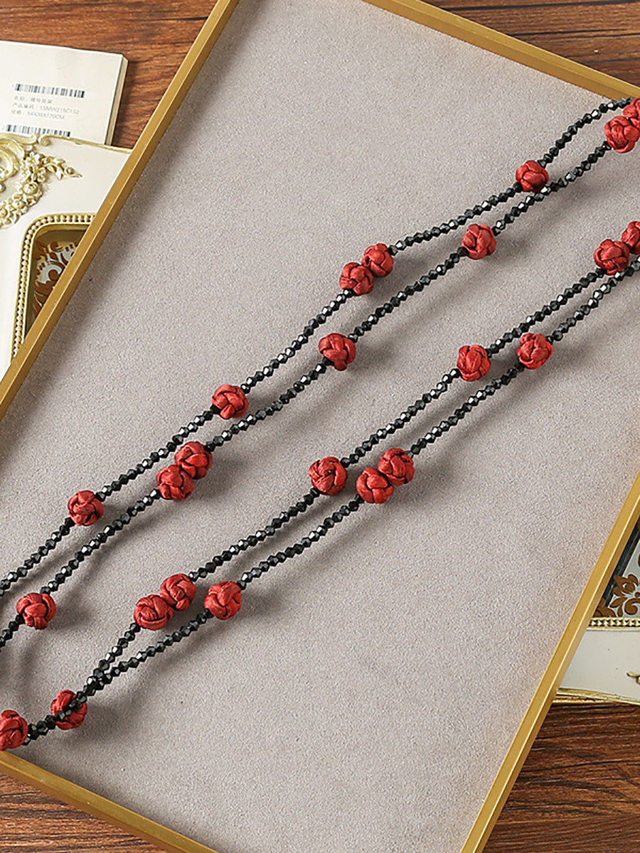 Women Ruyi Knot Beads Weave Sweater Necklace QN005