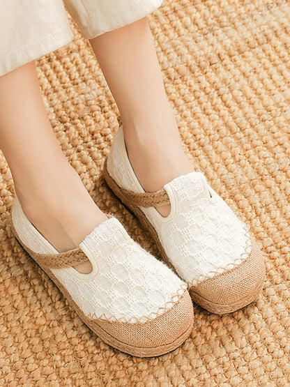 Women Ethnic Summer Linen Cotton Flat Shoes PA1027