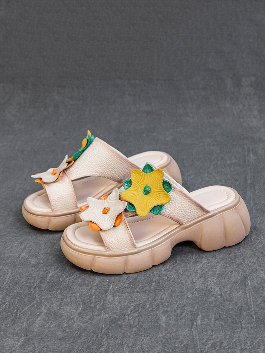 Women Summer Leather Spliced Star Platform Sandal TY1033