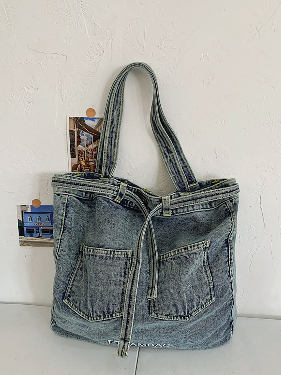 Damen Vintage Feste Tasche Denim Handtasche Schultertasche ZZ1008