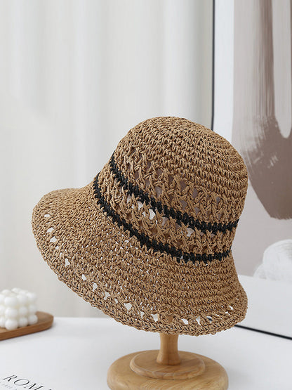 Women Casual Stripe Straw Weave Sunproof Hat CX021