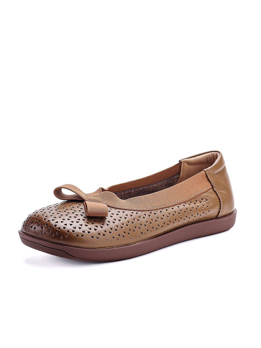 Genuine Leather Women Shoes Casual Soft Flat