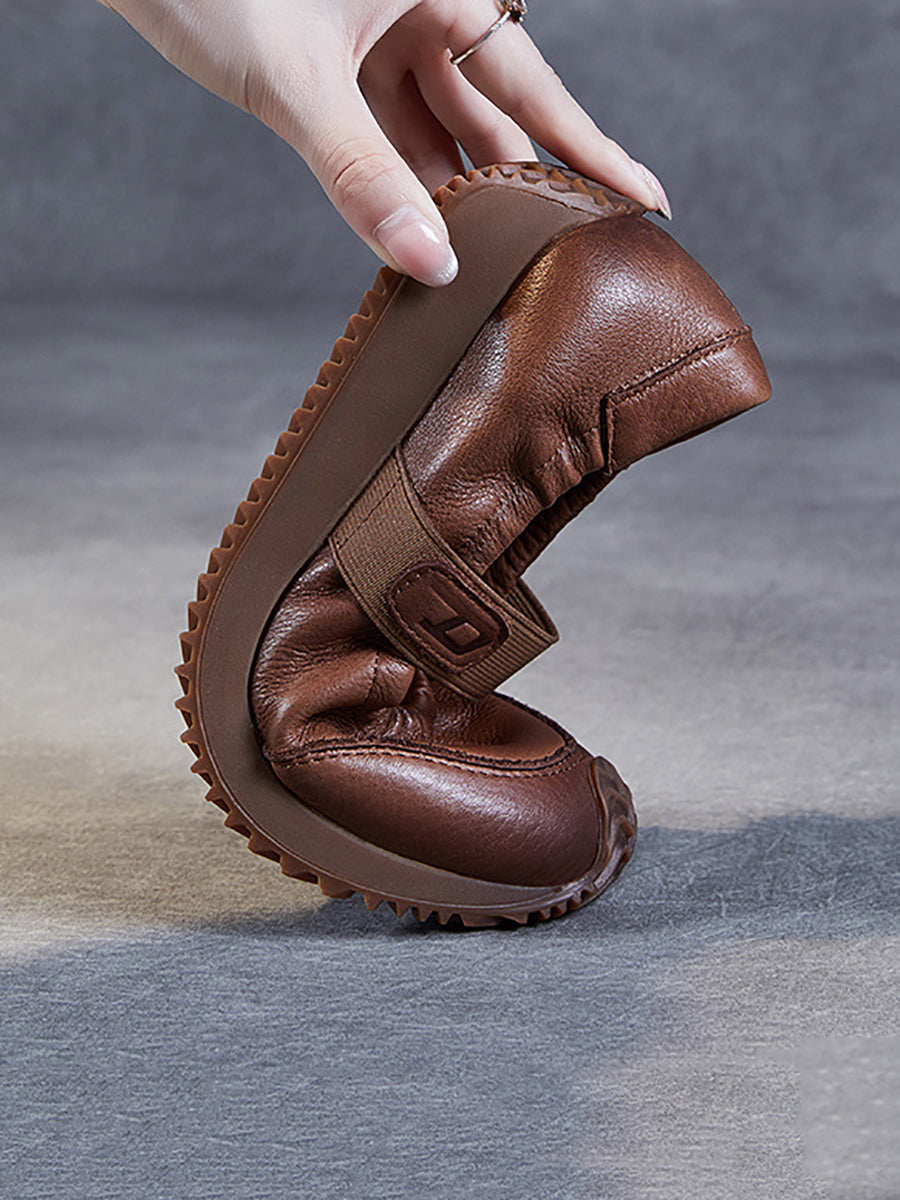 Women Summer Retro Solid Leather Platform Shoes SC1025