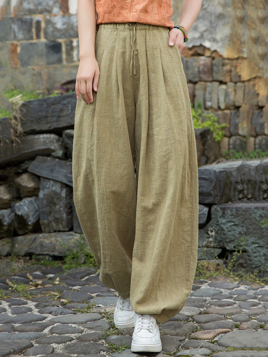 Damen Pure Ramie Straight Worn Color Sommerhose 