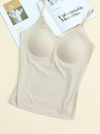 Women Summer Solid Casual Seamless With Breast Pads Base AS1012