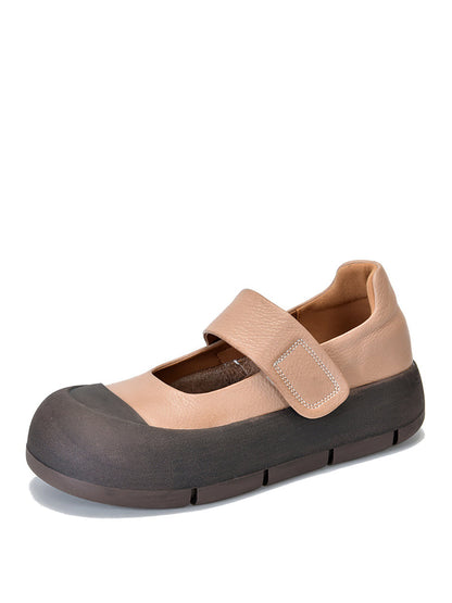 Women Summer Casual Leather Colorblock Flat Shoes CV1012