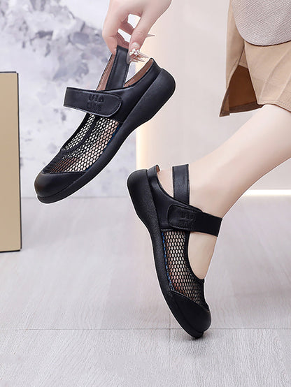 Women Summer Casual Solid Leather Low Heel Sandals AS1057