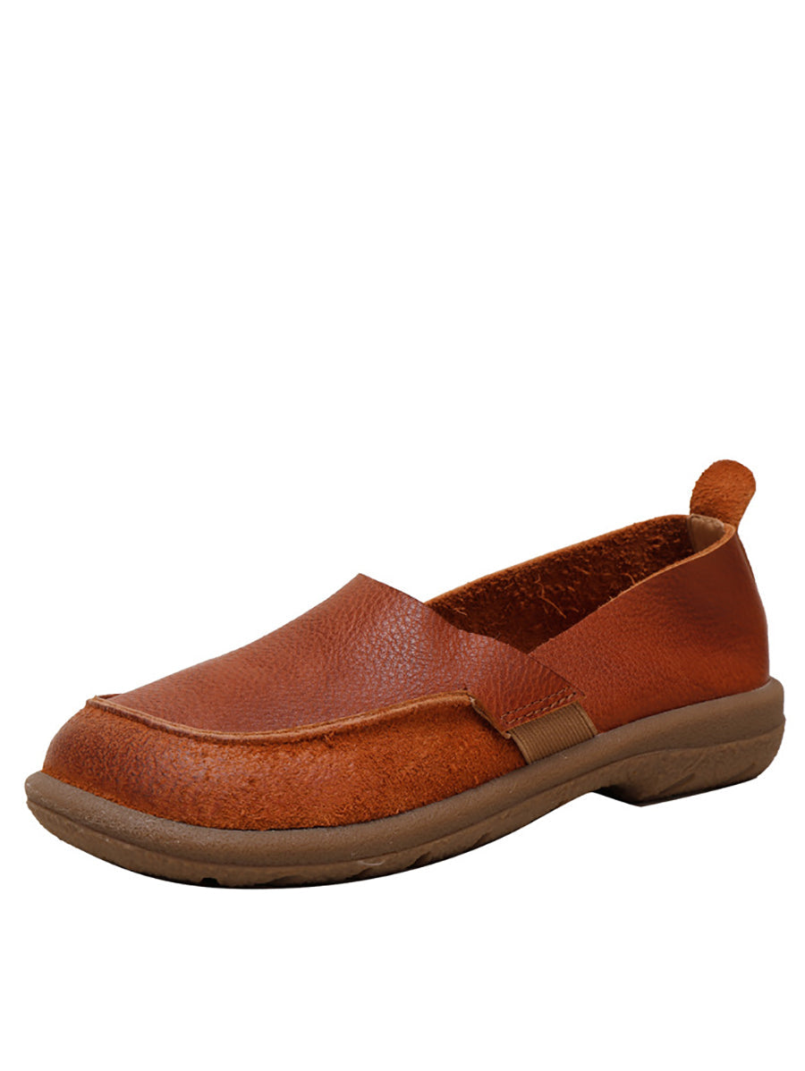 Women Summer Soft Leather Spliced Low-Heel Shoes AA1016