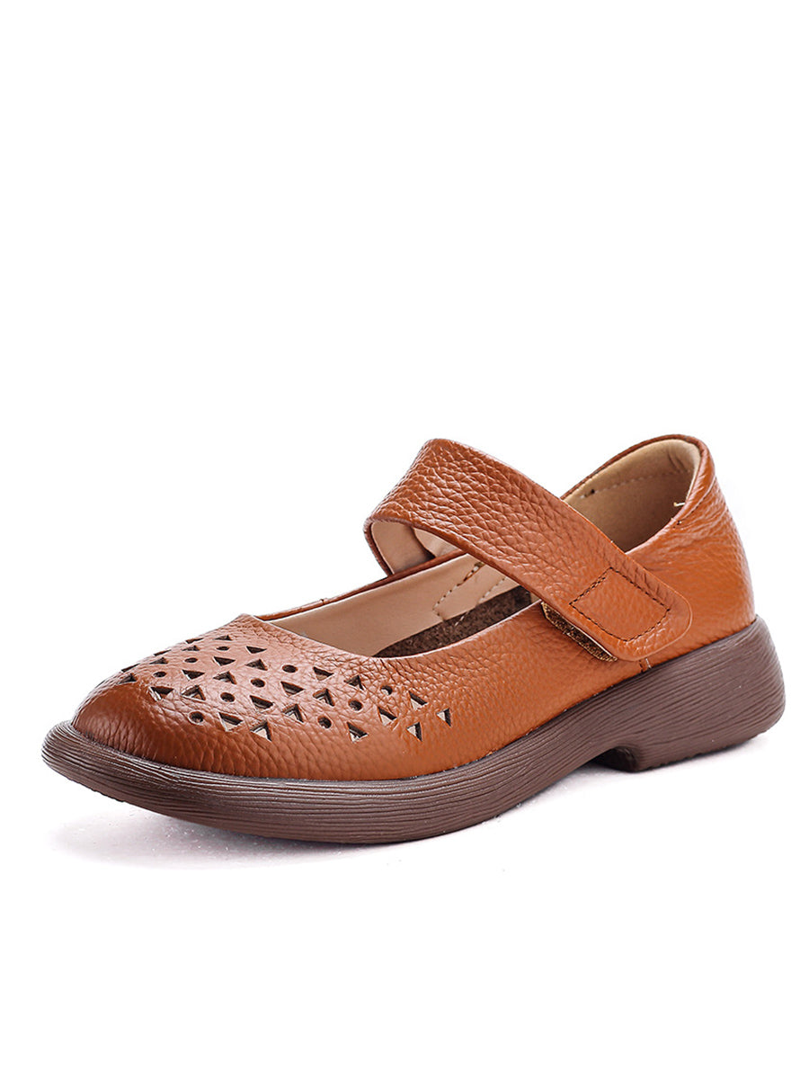 Shoes Leather Platfrom Out Vintage Hollow Women Summer