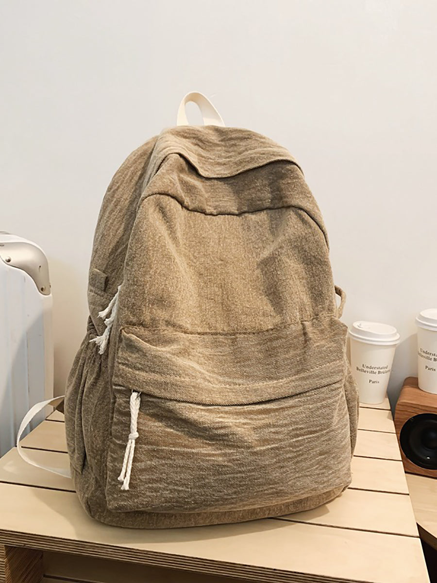 Couple Casual Solid Canvas Zipper Backpack XX1045